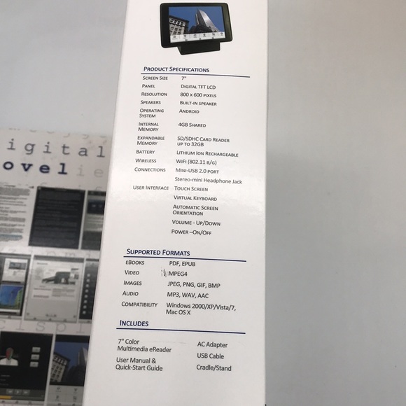 NIB Pandigital Novel 4GB 7” Color Multi/EReader - Picture 5 of 12